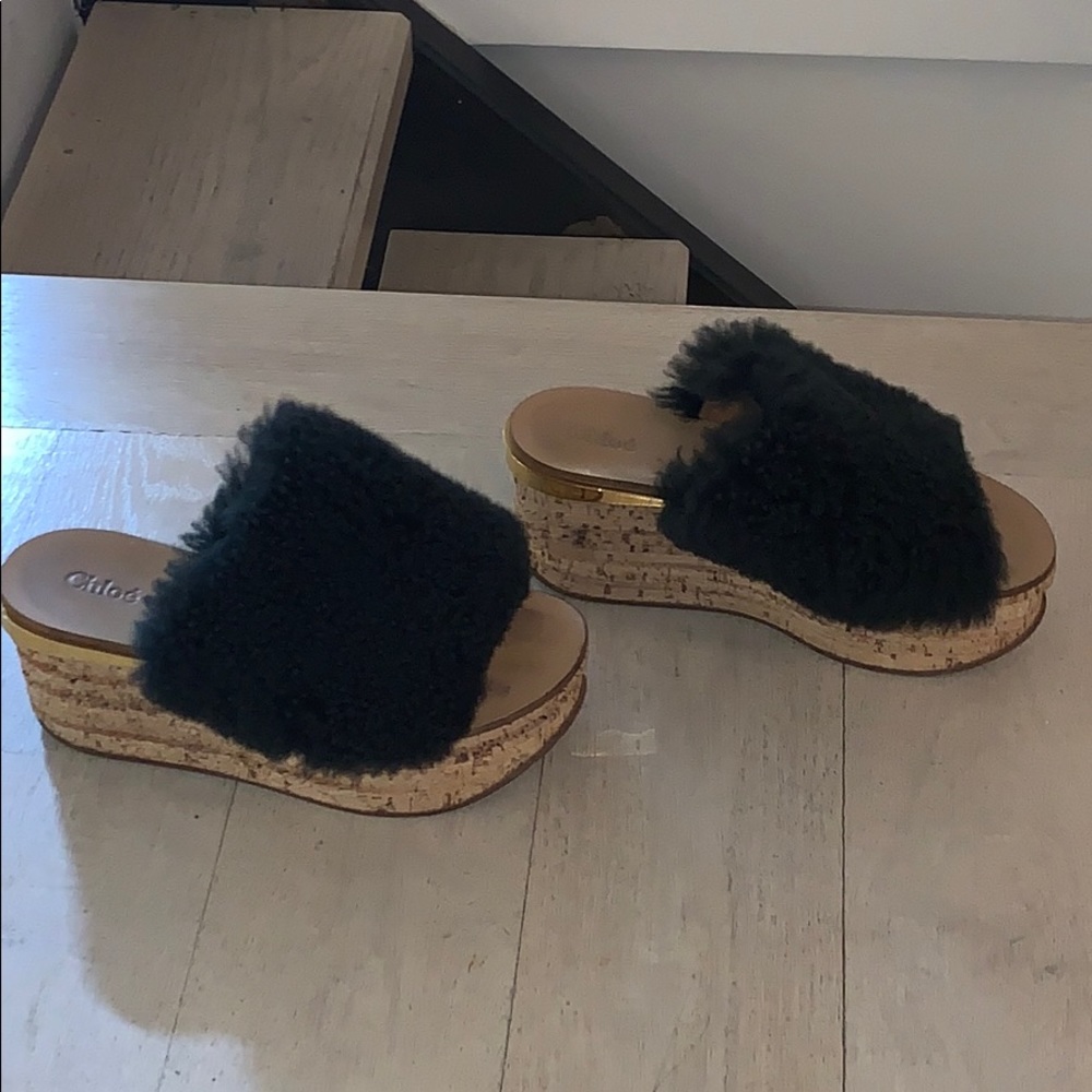 Chloe shearling mules